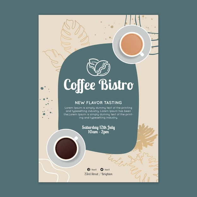 Gratis vector nieuwe smaak koffie bistro poster sjabloon