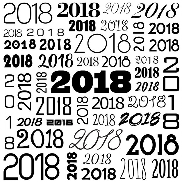 Nieuwjaar 2018 Verschillende Typografie Titel Inzameling Met Set o