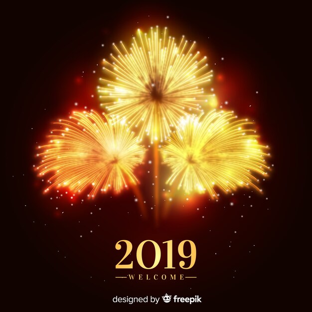 Nieuwjaar 2019 banner met vuurwerk