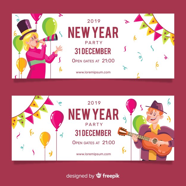 Nieuwjaar 2019 feestbanners