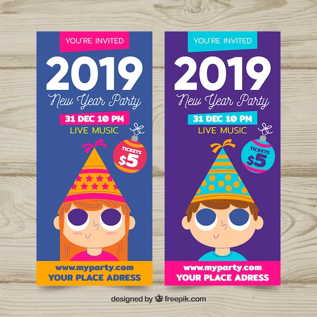 Nieuwjaar 2019 feestbanners