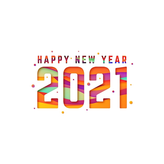 Nieuwjaar 2021 achtergrond in papieren stijl