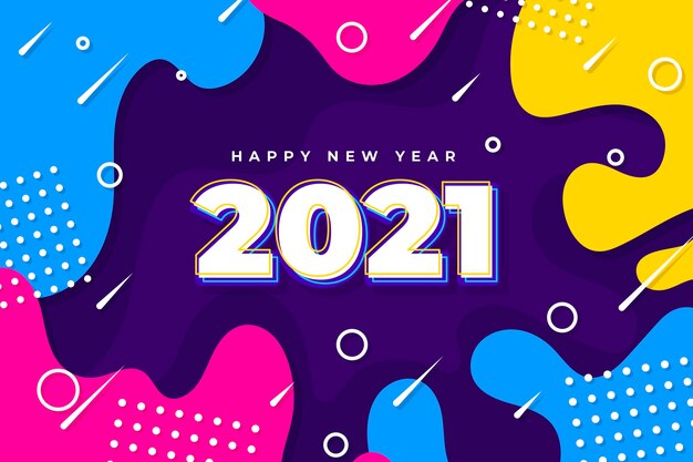 Nieuwjaar 2021 achtergrond in plat ontwerp