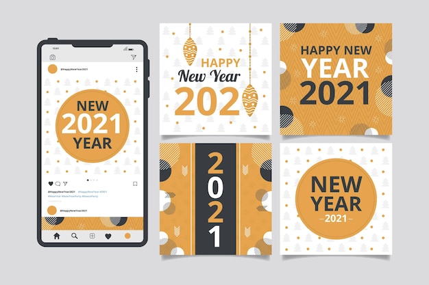 Gratis vector nieuwjaar 2021 party instagram postverzameling