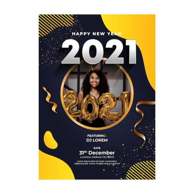 Nieuwjaar 2021 poster sjabloon