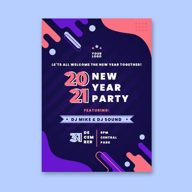 Gratis vector nieuwjaar 2021 poster sjabloon