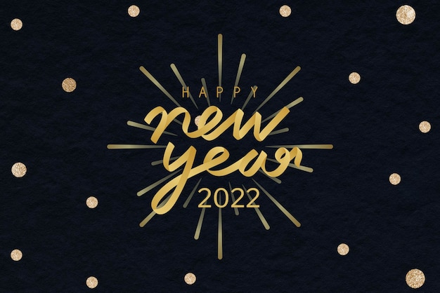 Nieuwjaar 2022 hd-achtergrond, gouden glittertekst voor diy-kaartvector