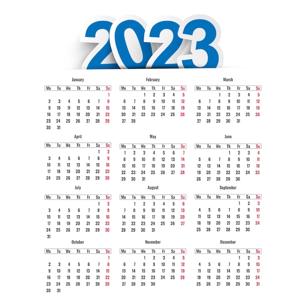 Gratis vector nieuwjaar 2023 kalendersjabloonontwerp
