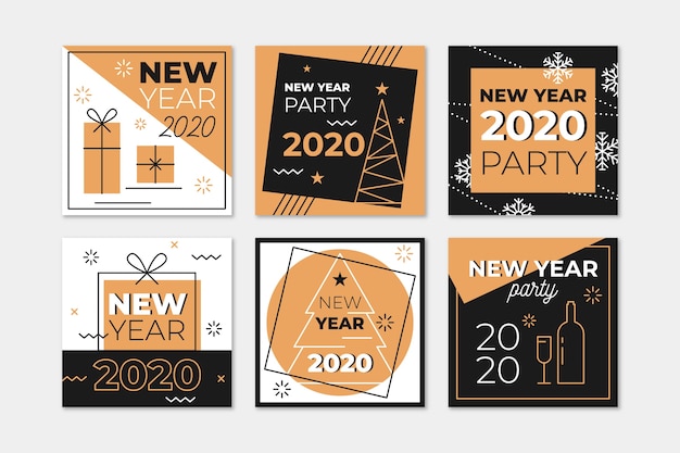 Gratis vector nieuwjaar instagram postcollectie 2020