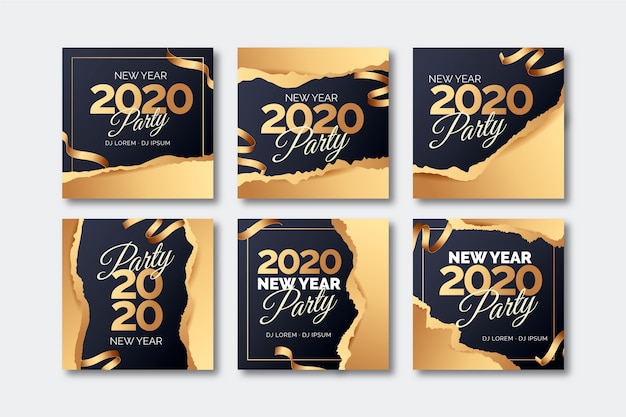 Gratis vector nieuwjaar instagram postcollectie 2020