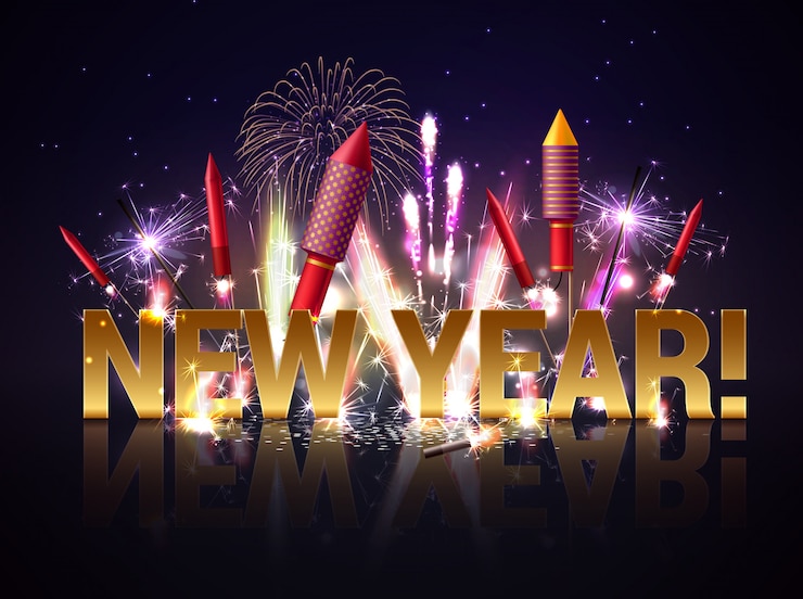 Gratis Vector nieuwjaar vuurwerk illustratie