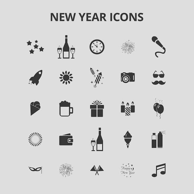 Nieuwjaars pictogrammen