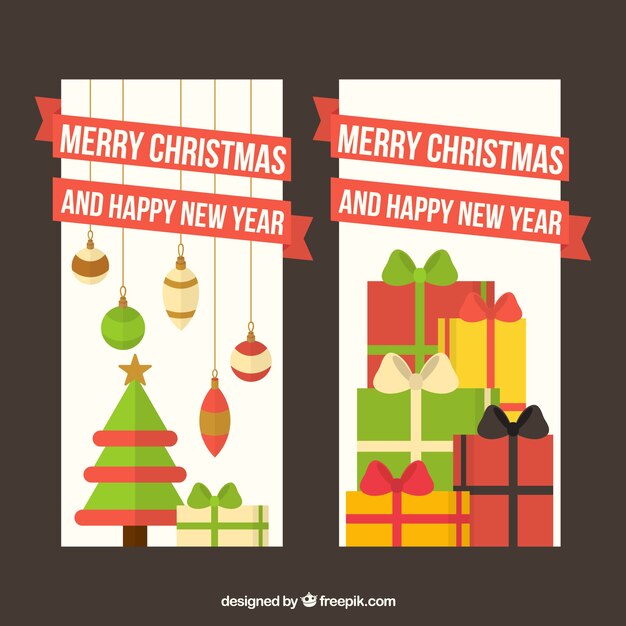 Gratis vector nieuwjaars wens en kerstmis in plat design