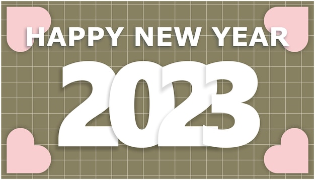 Nieuwjaarsillustratie 2023 met pastelkleurige achtergrond gelukkig nieuwjaarsgroeten