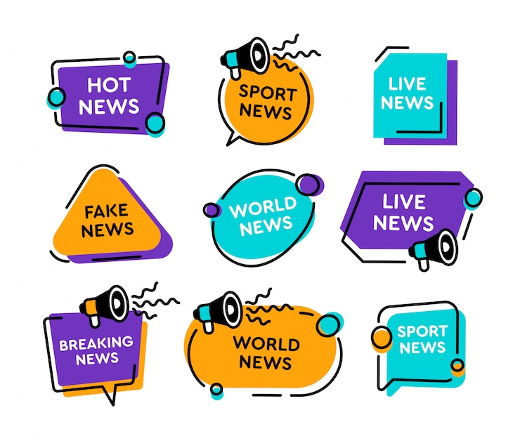 Gratis Vector nieuws badges en banners platte icoon collectie