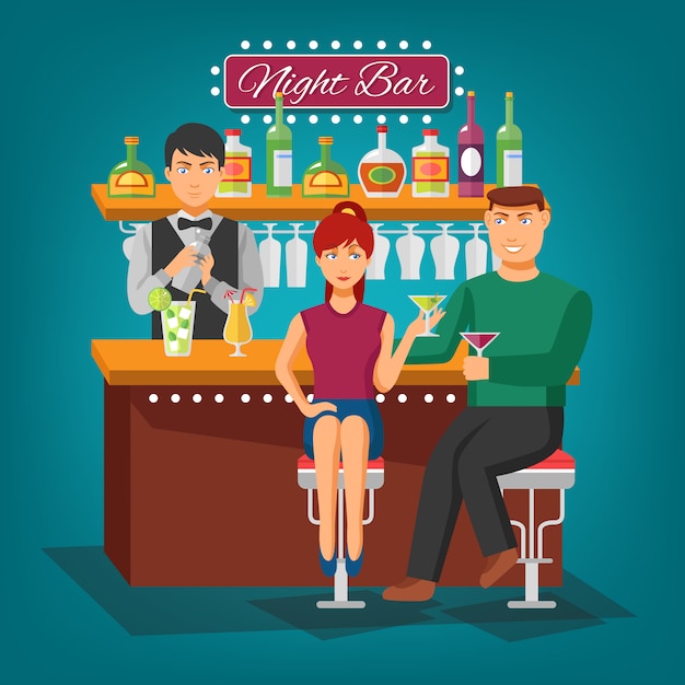 Gratis vector night bar concept