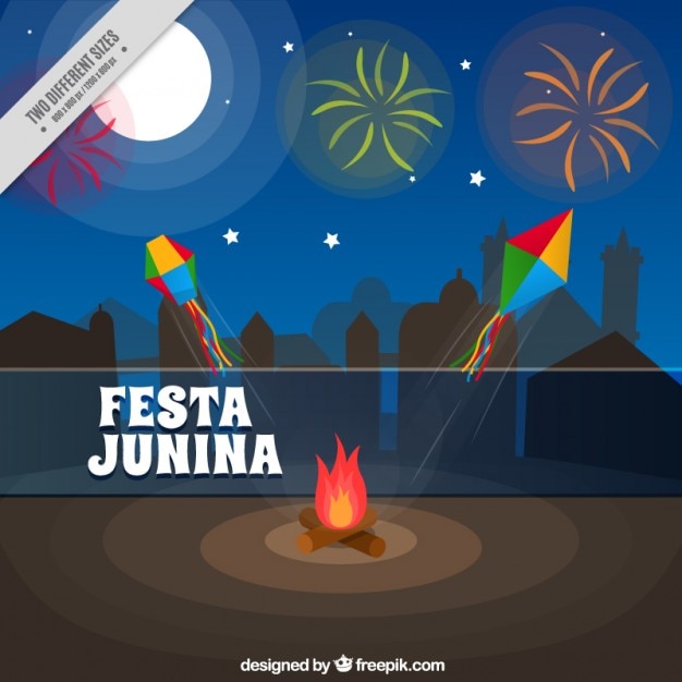 Gratis vector night festa junina achtergrond