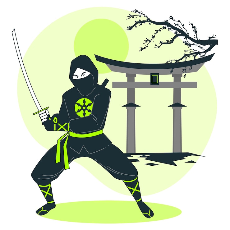 Gratis Vector ninja concept illustratie