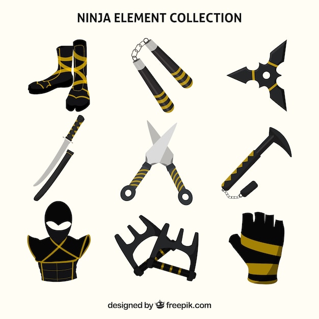Gratis vector ninja element collectie
