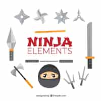 Gratis vector ninja elementenverzameling