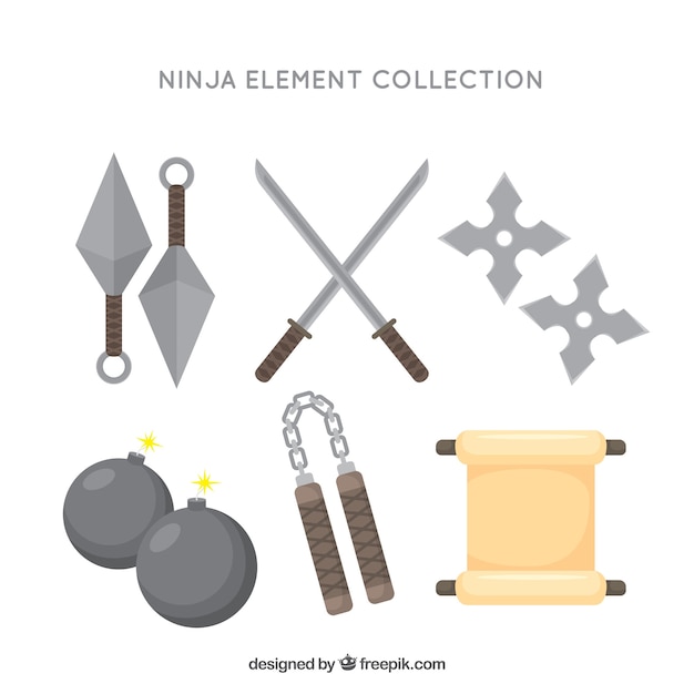 Gratis vector ninja elementenverzameling