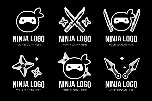 Ninja-logo in plat ontwerp