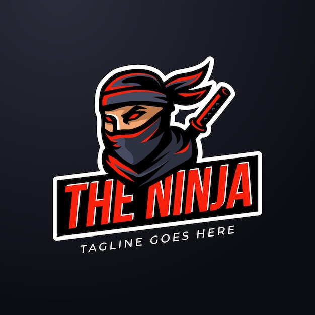 Ninja-logo met verschillende details