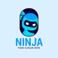 Gratis vector ninja-logosjabloon in plat ontwerp