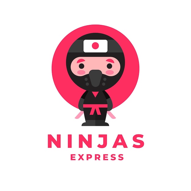 Gratis vector ninja-logosjabloon in plat ontwerp