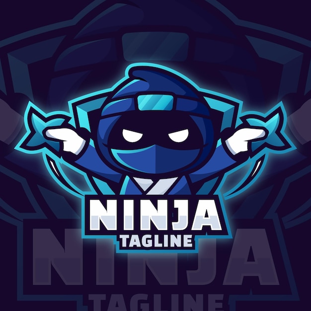 Gratis vector ninja-logosjabloon in verloop