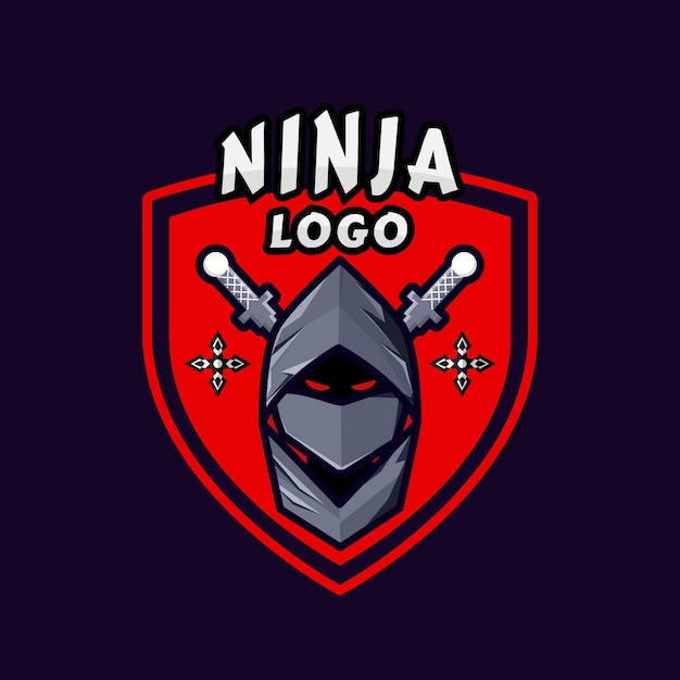 Ninja-logosjabloon in vlakke stijl