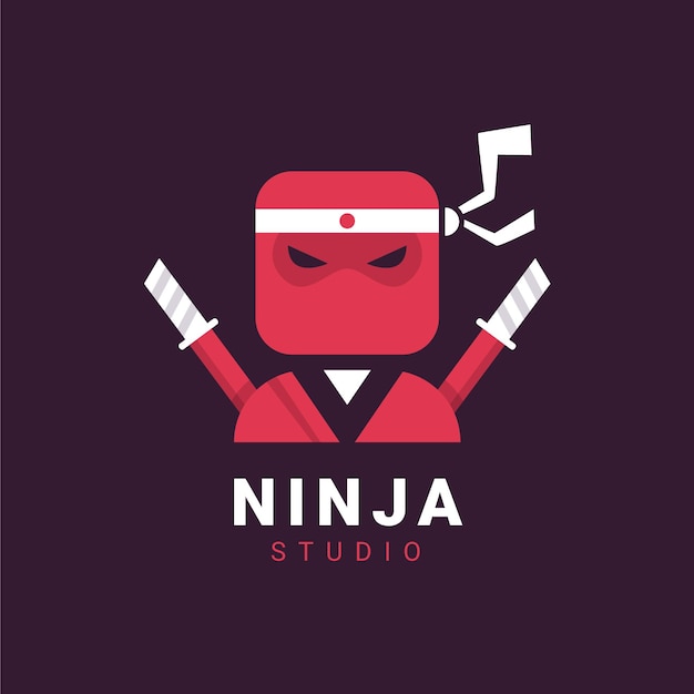 Ninja-logosjabloon in vlakke stijl