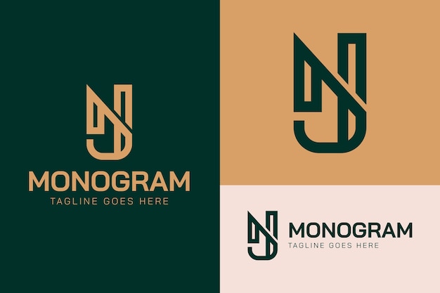 Gratis vector nj-logo ontwerpsjabloon