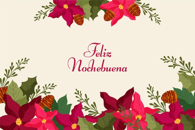 Nochebuena achtergrond in plat ontwerp