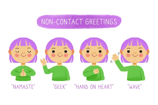 Non-contact groeten illustratie