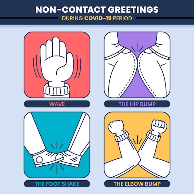 Gratis vector non-contact groeten illustraties pack