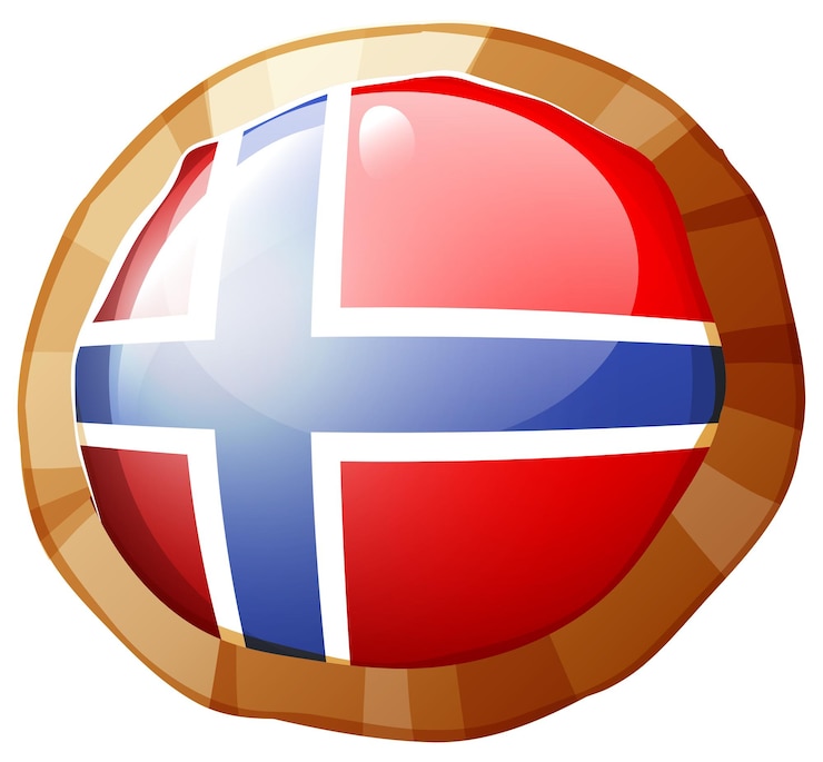 Gratis Vector noorse vlag op rond frame