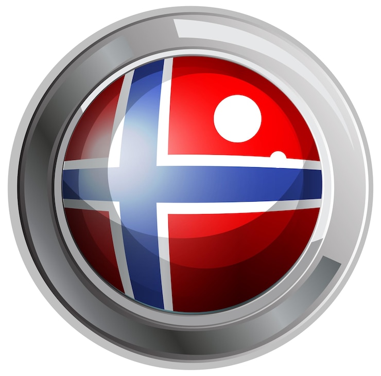 Gratis Vector noorse vlag op ronde badge