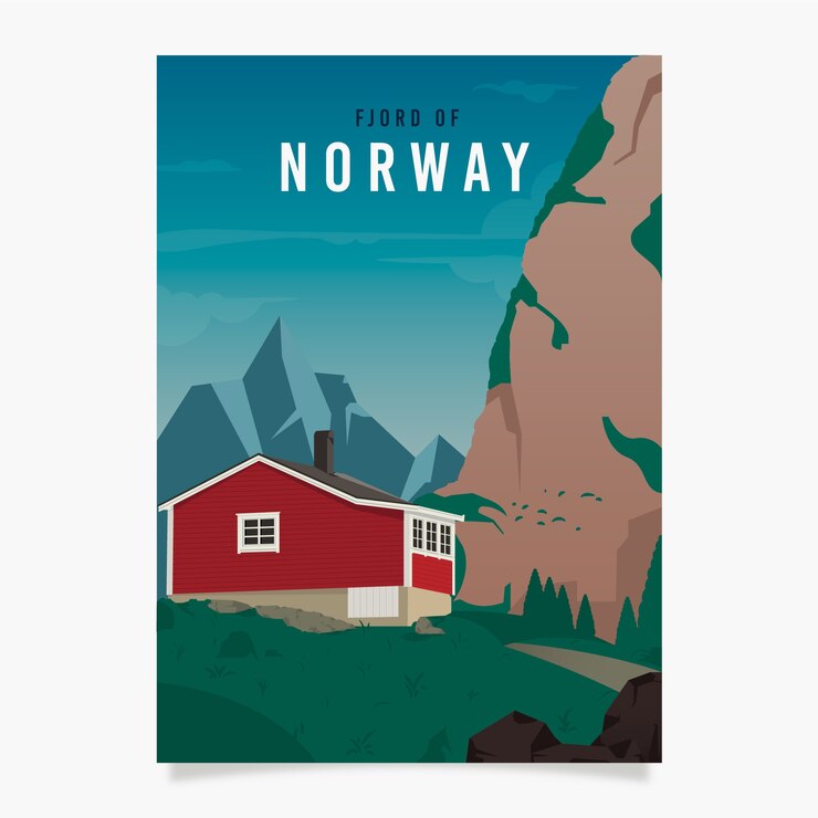 Gratis Vector noorwegen promotionele poster sjabloon
