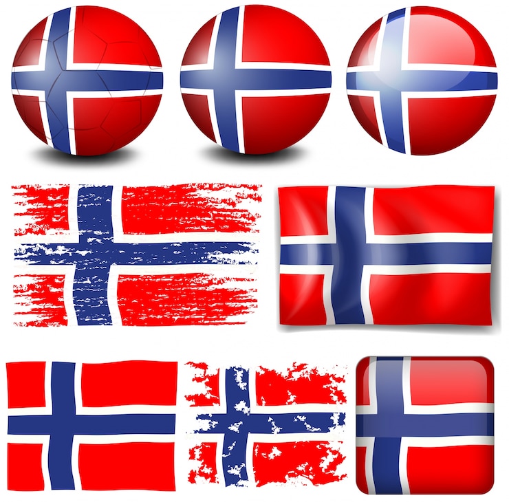 Gratis Vector noorwegen vlag op verschillende objecten illustratie