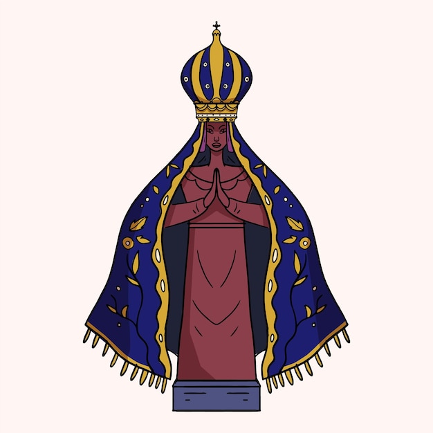 Gratis vector nossa senhora aparecida in plat ontwerp