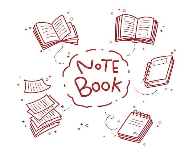 Notebook doodle handgetekende cartoon kunst illustratie