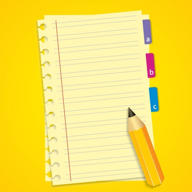 Gratis Vector notebook en potlood achtergrond