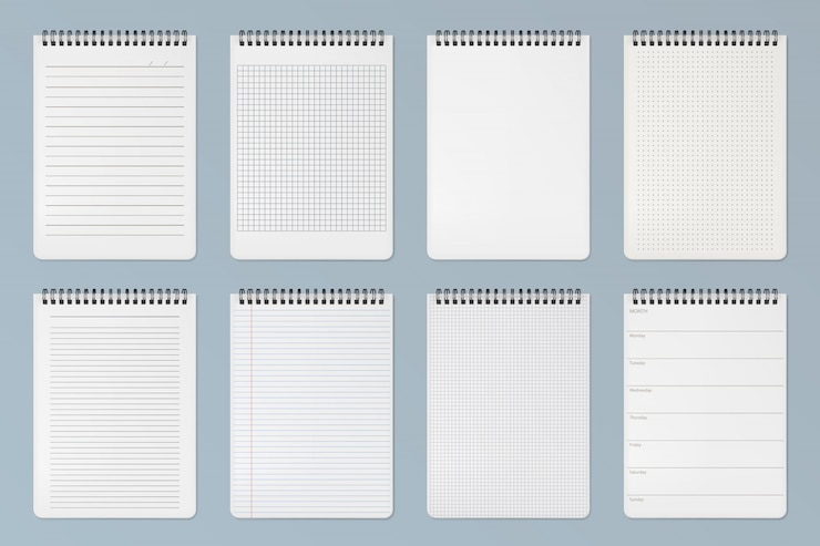 Gratis Vector notebooks vellen. gevoerde, geruite en puntpagina's