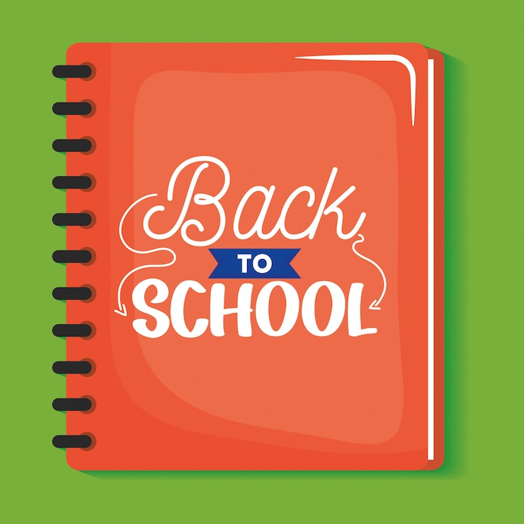 Gratis Vector notitieboekjeschool met bericht terug naar school