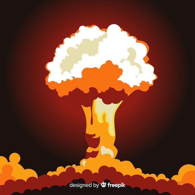 Gratis vector nucleair explosie-effect plat ontwerp