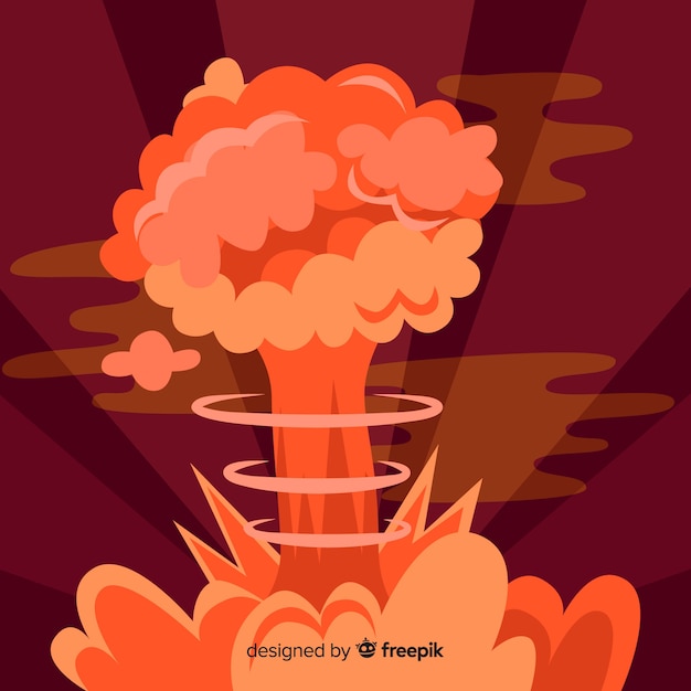 Gratis vector nucleaire explosie effect cartoon stijl