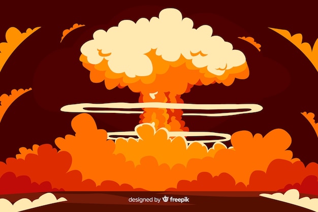 Gratis vector nucleaire explosie effect cartoon stijl