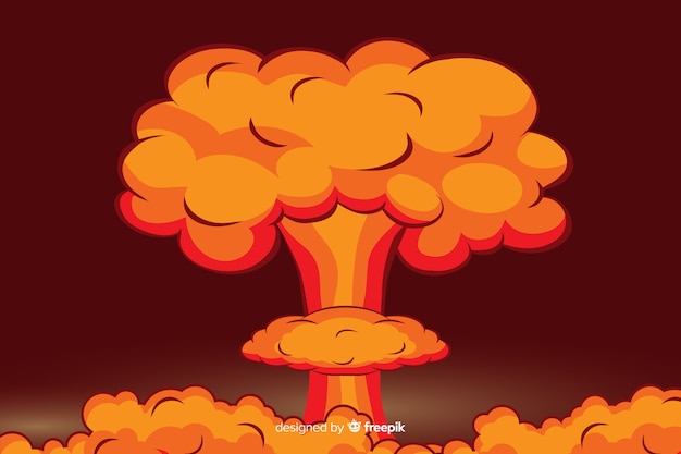 Nucleaire explosie illustratie cartoon stijl