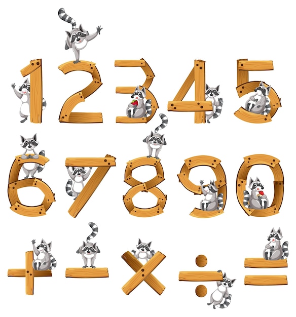 Gratis vector nummer 0 tot 9 met wiskundige symbolen